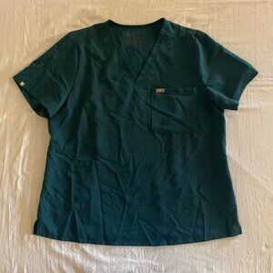 Figs Dark Teal Aka Caribbean Blue Short Sleeve Women's Top